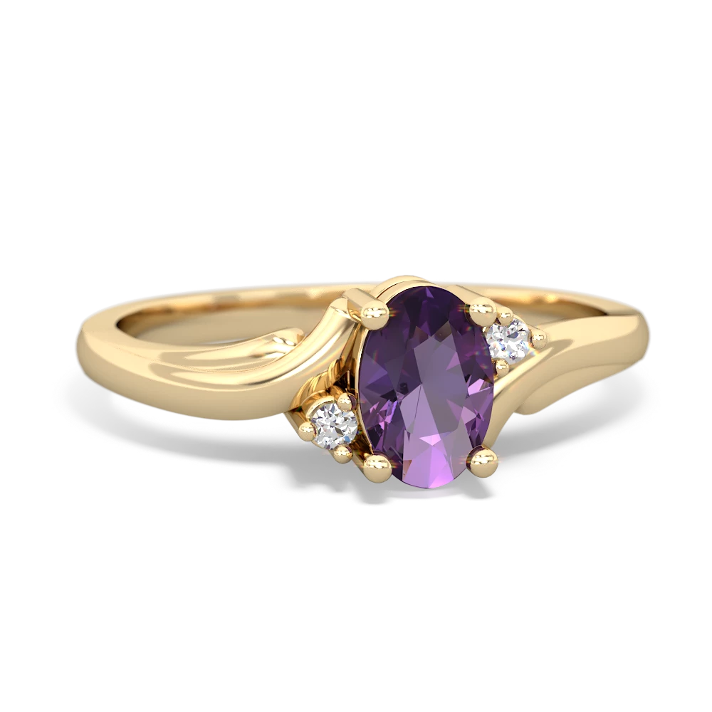 Amethyst Elegant Swirl 14K Yellow Gold ring R2173