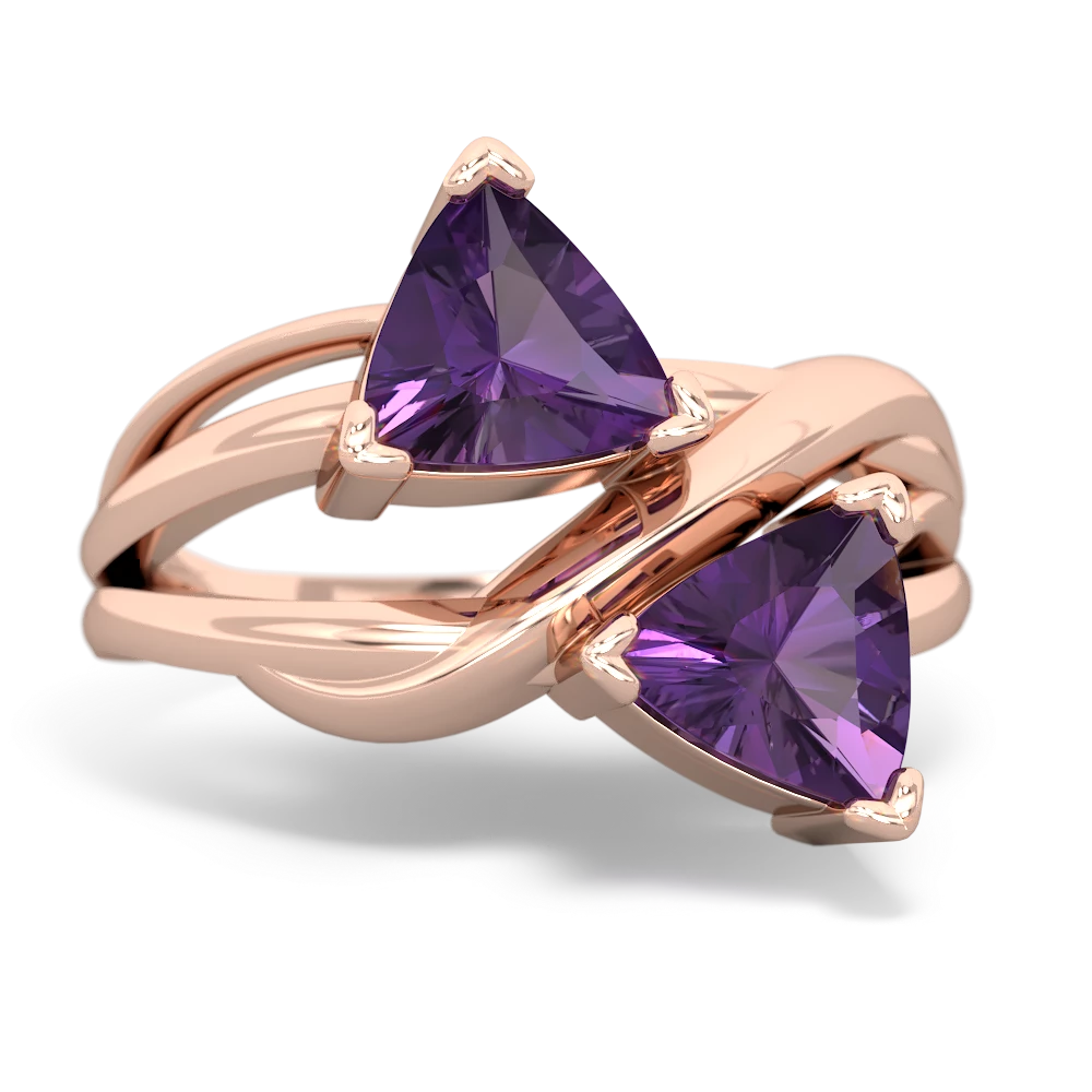 Amethyst Split Band Swirl 14K Rose Gold ring R2341