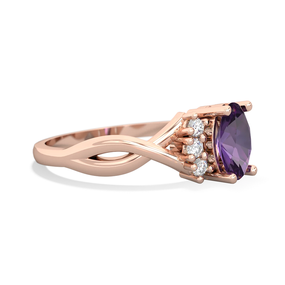 Amethyst Victorian Twist 14K Rose Gold ring R2497