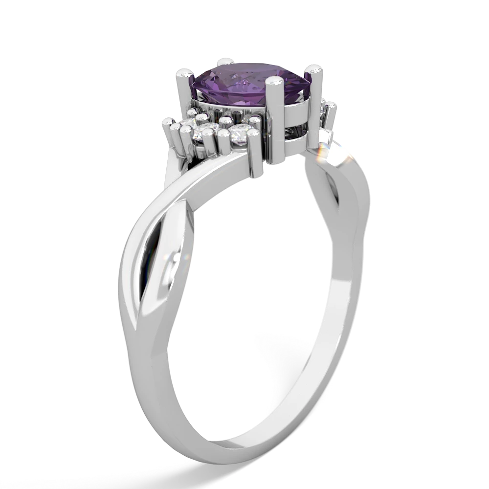 Amethyst Victorian Twist 14K White Gold ring R2497