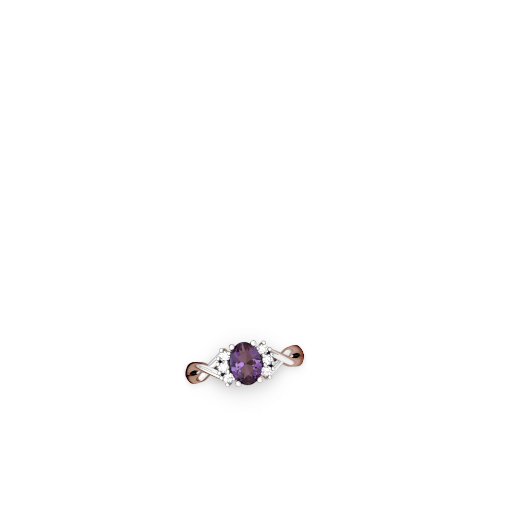 Amethyst Victorian Twist 14K White Gold ring R2497