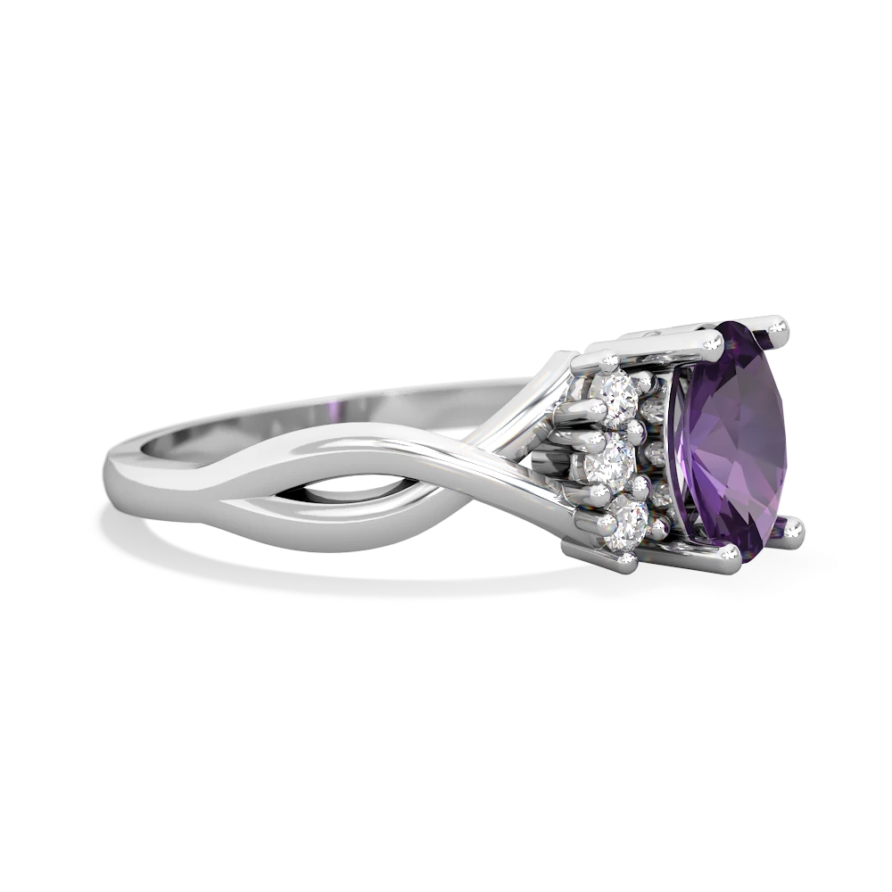 Amethyst Victorian Twist 14K White Gold ring R2497