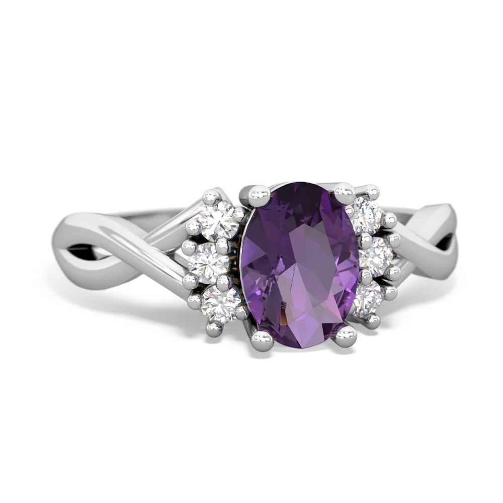 Amethyst Victorian Twist 14K White Gold ring R2497