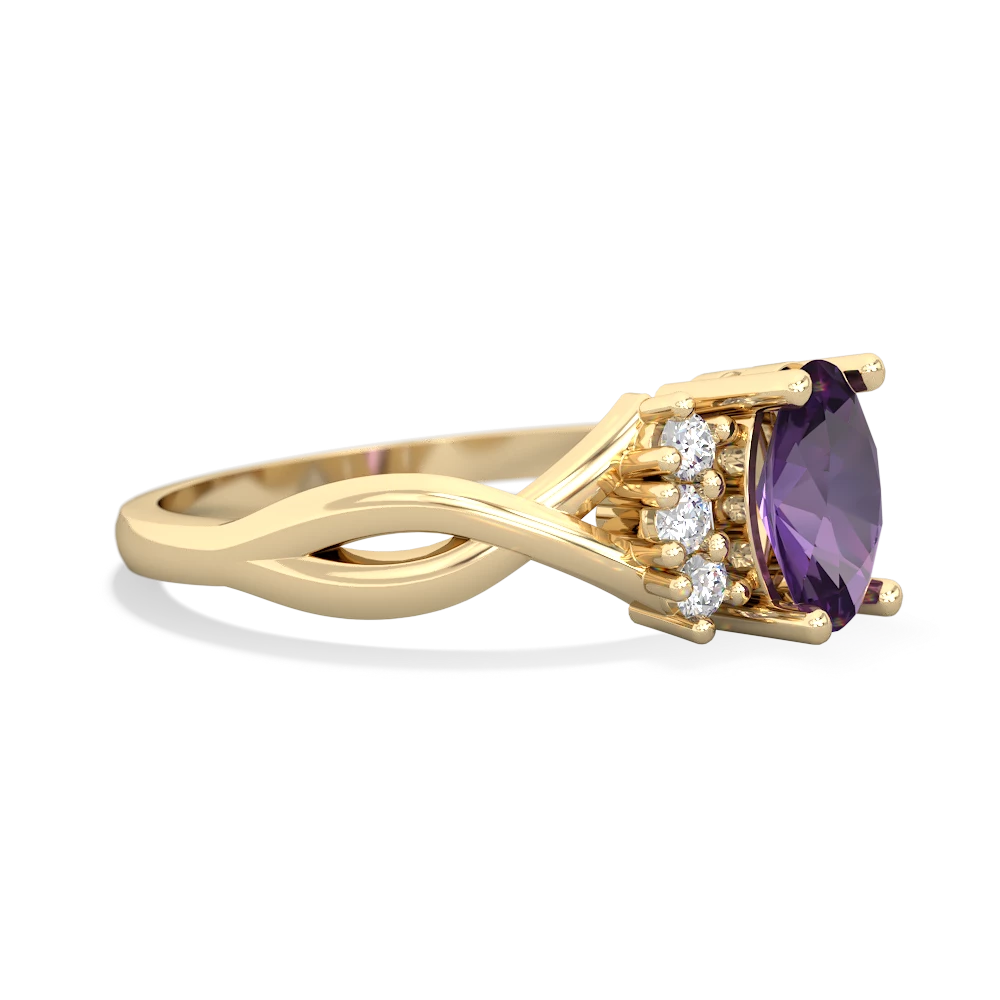 Amethyst Victorian Twist 14K Yellow Gold ring R2497