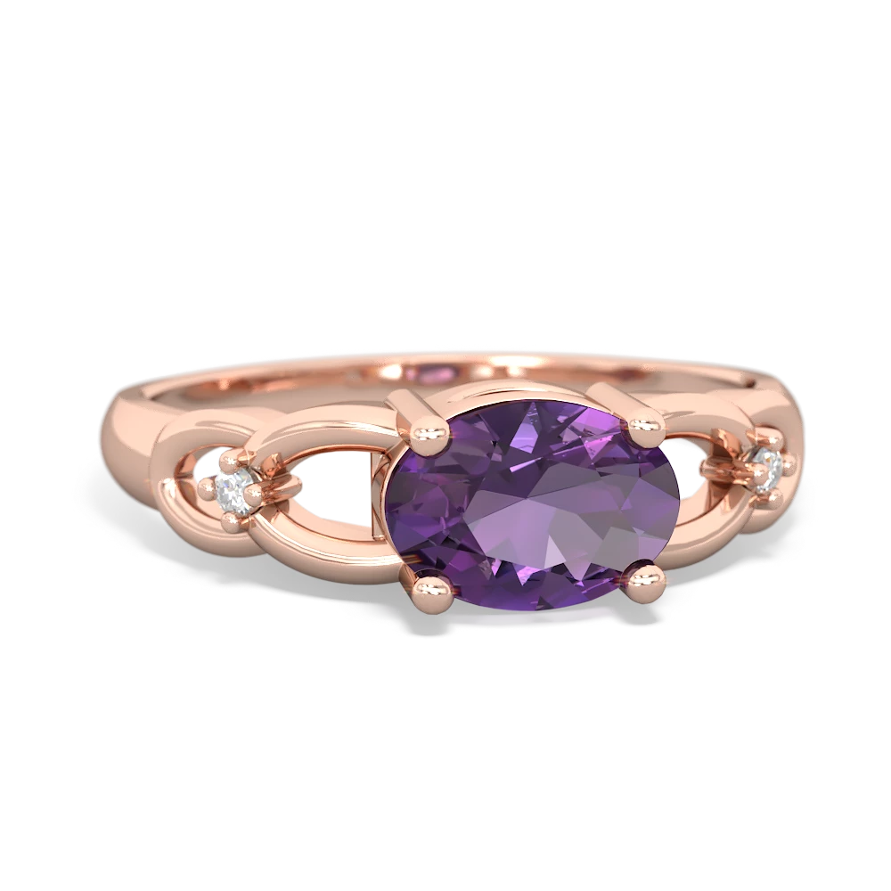 Amethyst Links 14K Rose Gold ring R4032