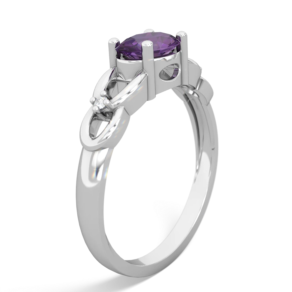 Amethyst Links 14K White Gold ring R4032