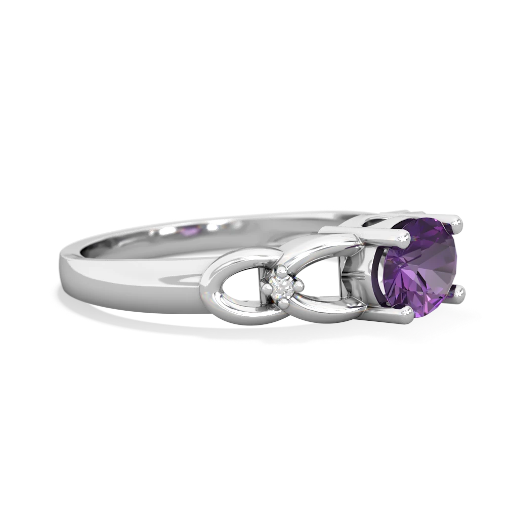 Amethyst Links 14K White Gold ring R4032