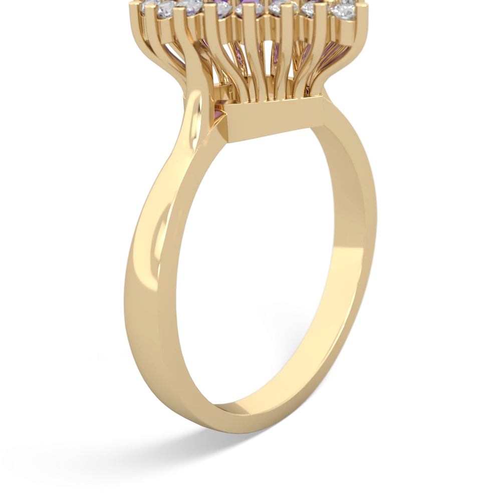 Amethyst Sparkling Halo Heart 14K Yellow Gold ring R0391