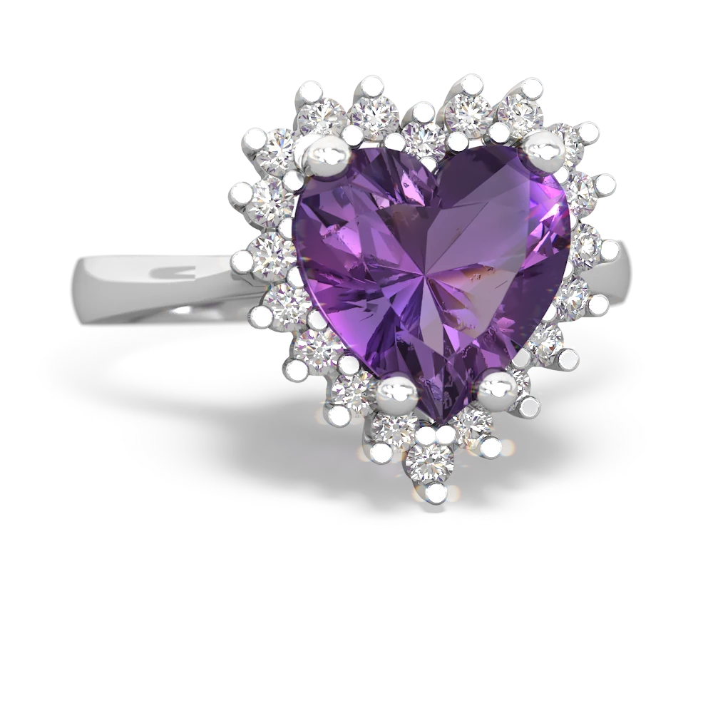 Amazon.com: Gem Stone King 925 Sterling Silver Purple Amethyst and White  Moissanite Ring For Women (2.31 Cttw, Gemstone February Birthstone, Heart  Shape 8MM, Available In Size 5,6,7,8,9): Clothing, Shoes & Jewelry