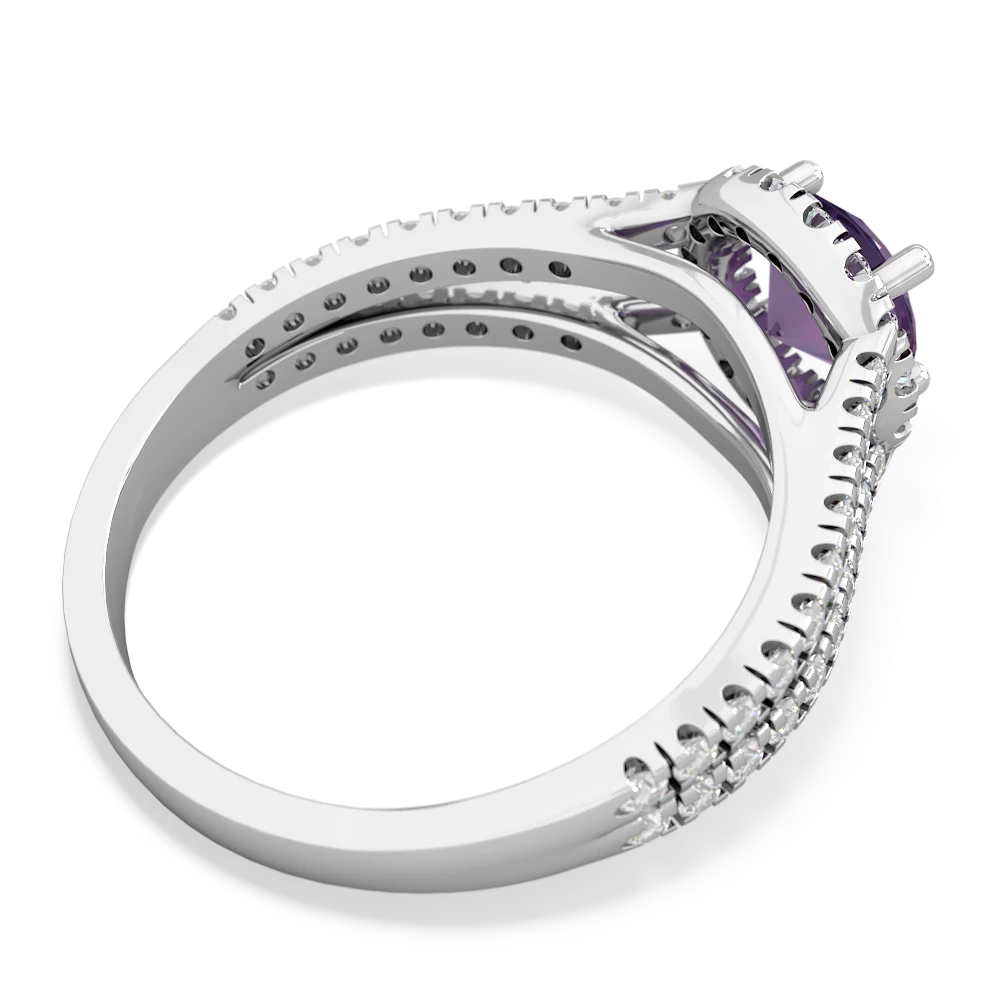 Amethyst Pave Halo 14K White Gold ring R5490