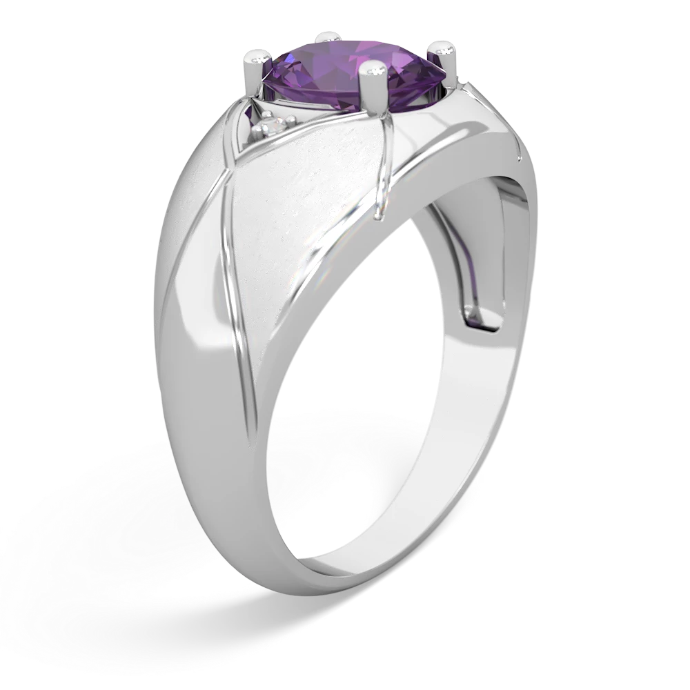 Amethyst Men's Crossroads 14K White Gold ring R0361