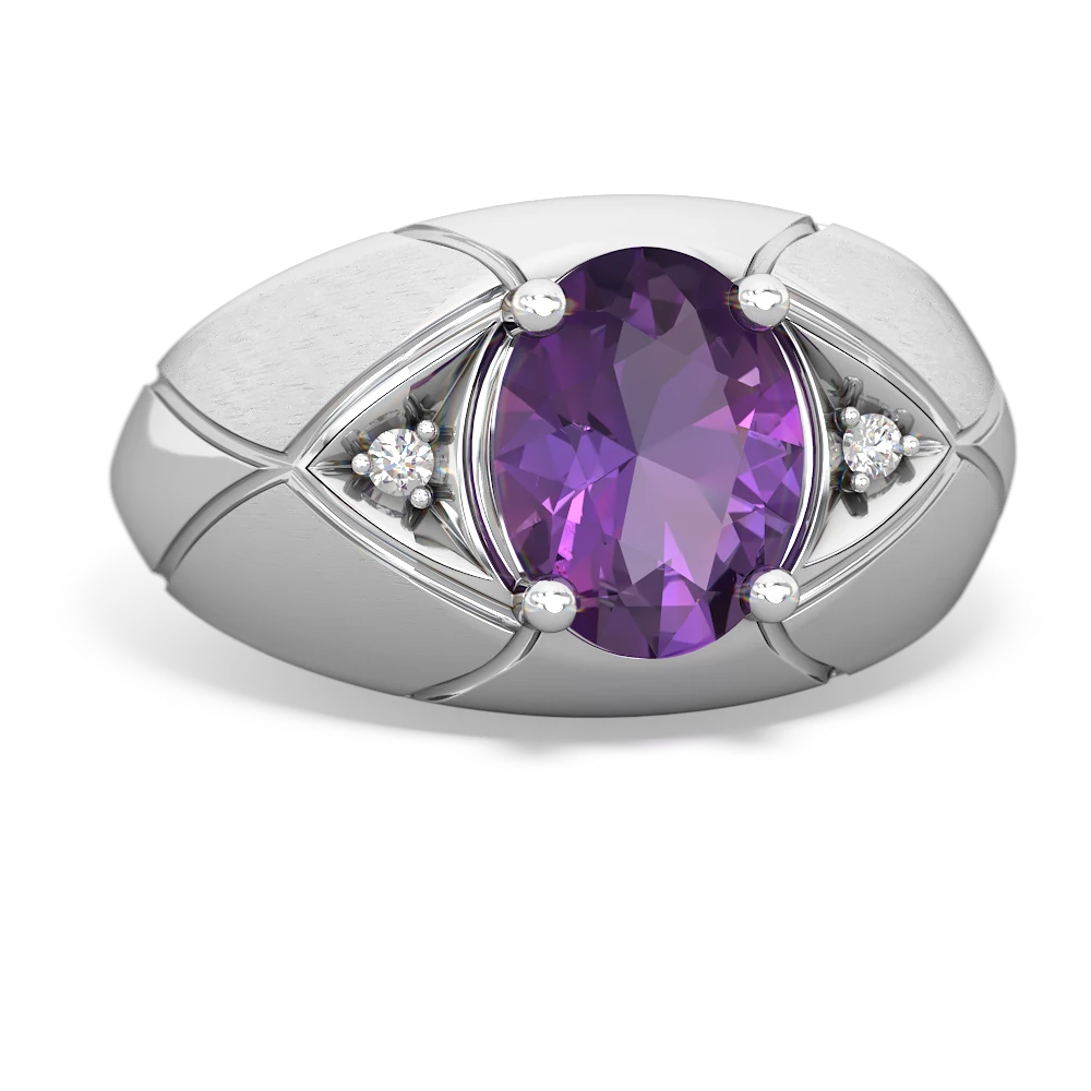 Amethyst Men's Crossroads 14K White Gold ring R0361