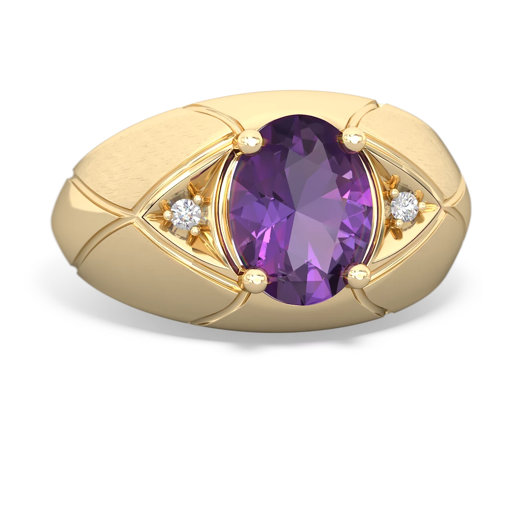 Amethyst Men's Crossroads 14K Yellow Gold ring R0361