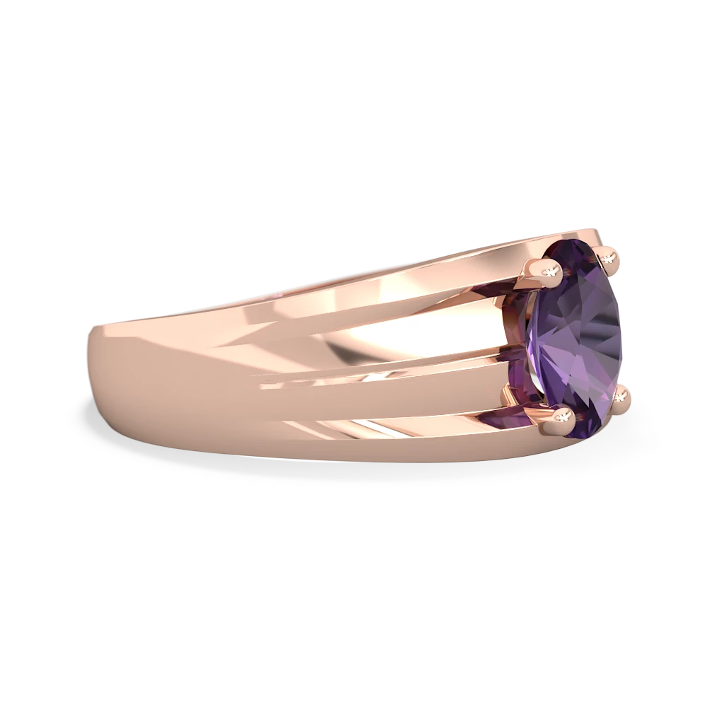 Amethyst Men's Two Lane 14K Rose Gold ring R0363