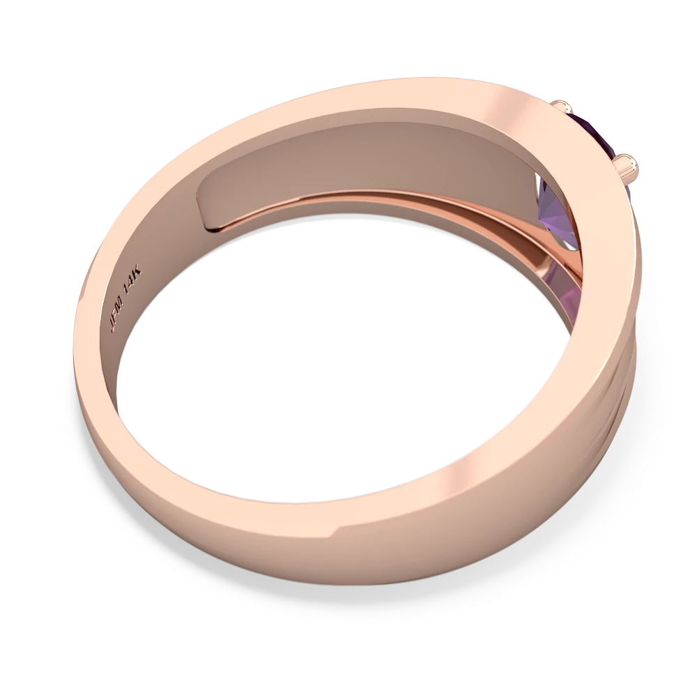 Amethyst Men's Two Lane 14K Rose Gold ring R0363