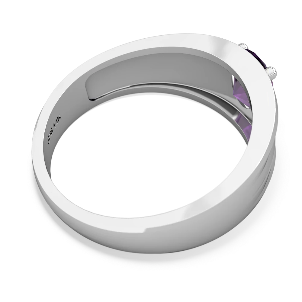 Amethyst Men's Two Lane 14K White Gold ring R0363