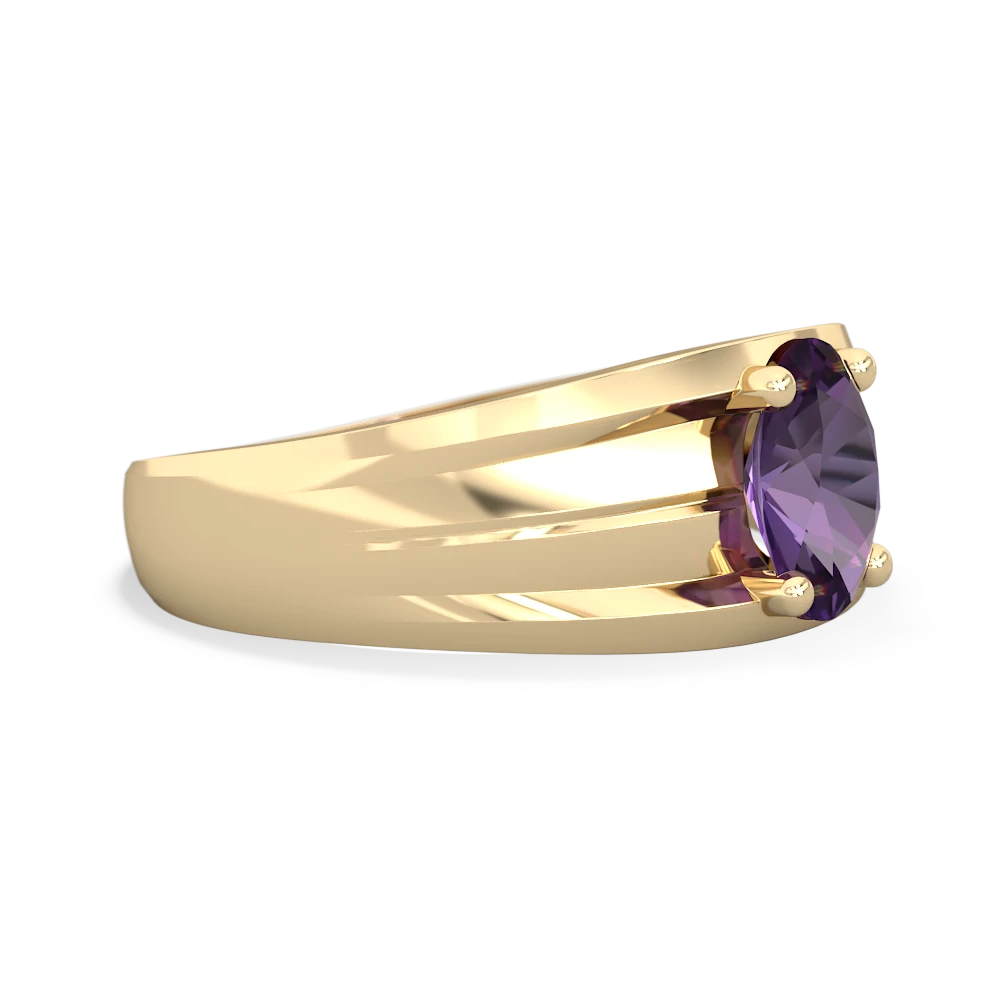 Amethyst Men's Two Lane 14K Yellow Gold ring R0363