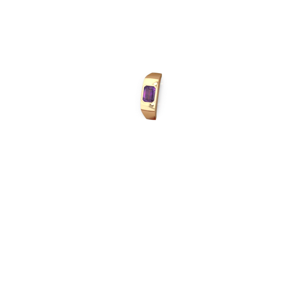 Amethyst Men's Emerald-Cut Bezel 14K Yellow Gold ring R0410