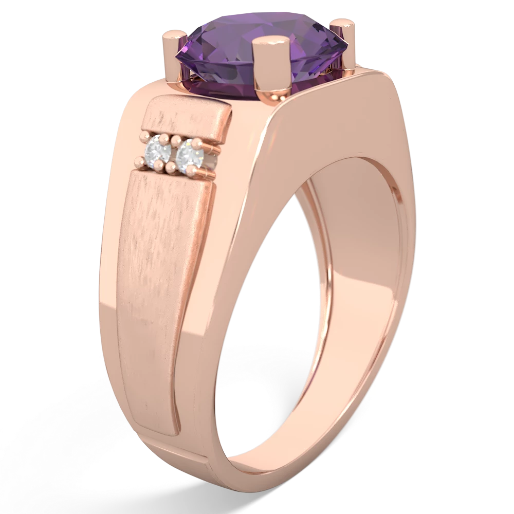 Amethyst Men's 9Mm Round 14K Rose Gold ring R1822