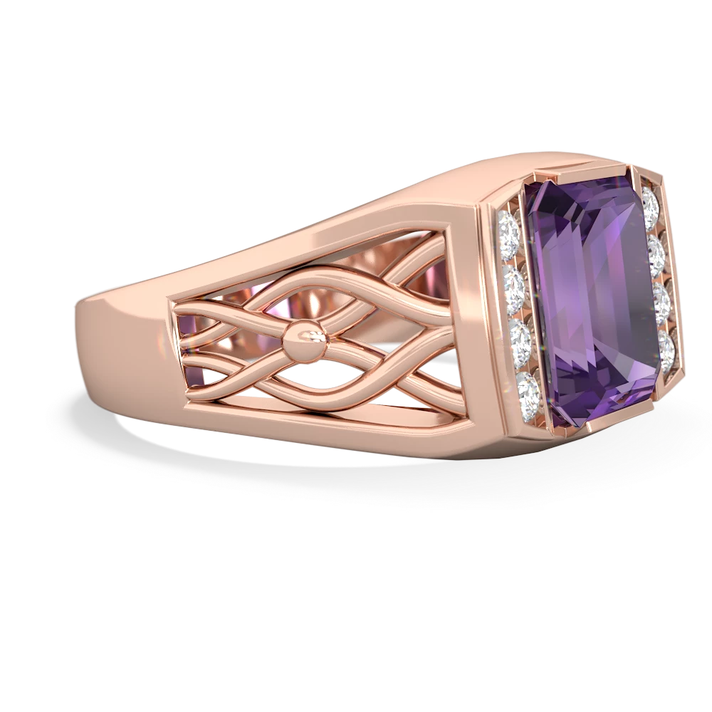 Amethyst Men's Vine 14K Rose Gold ring R0490