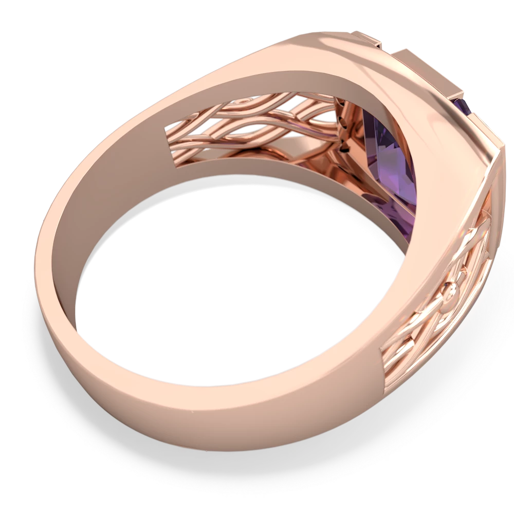 Amethyst Men's Vine 14K Rose Gold ring R0490