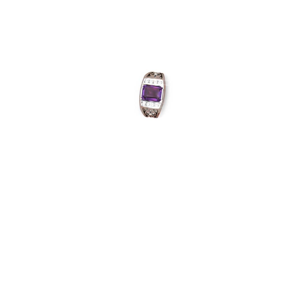 Amethyst Men's Vine 14K White Gold ring R0490