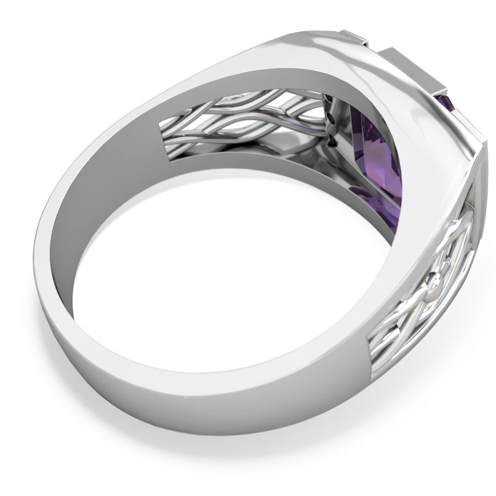 Amethyst Men's Vine 14K White Gold ring R0490