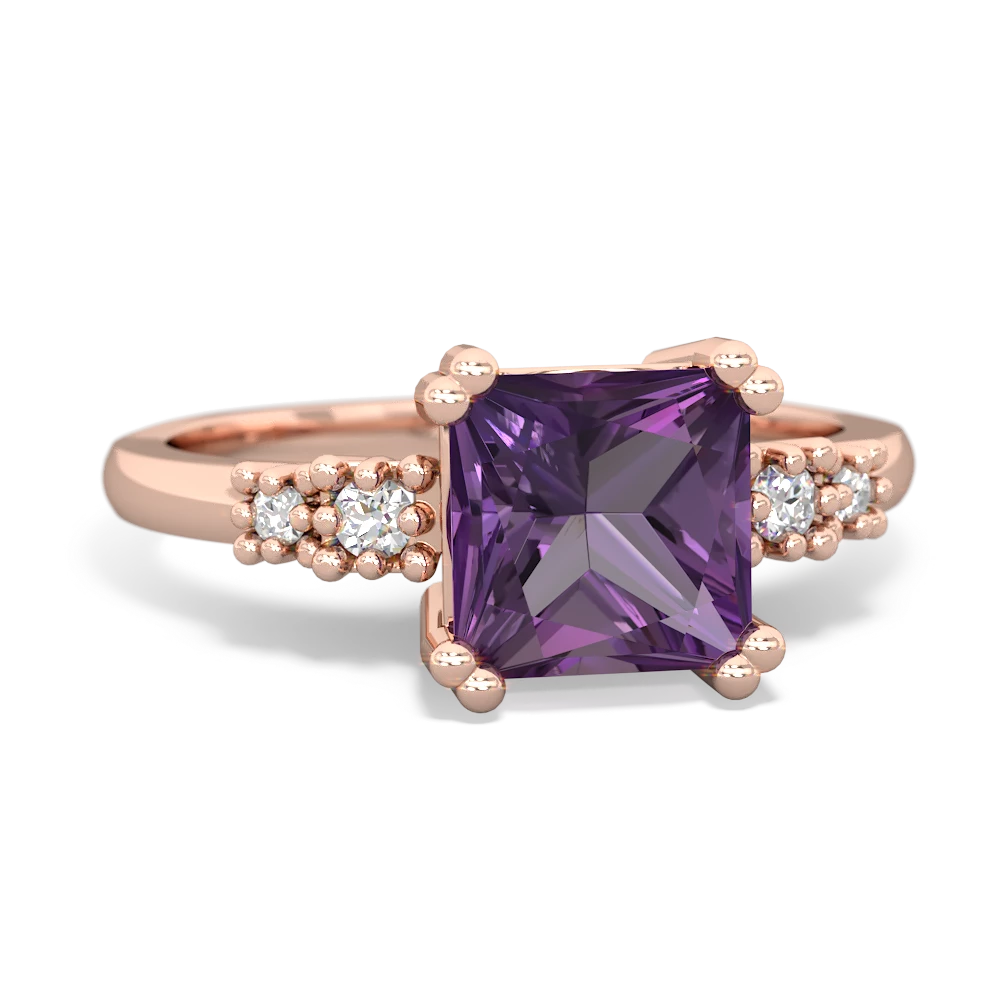 Amethyst Art Deco Princess 14K Rose Gold ring R2014