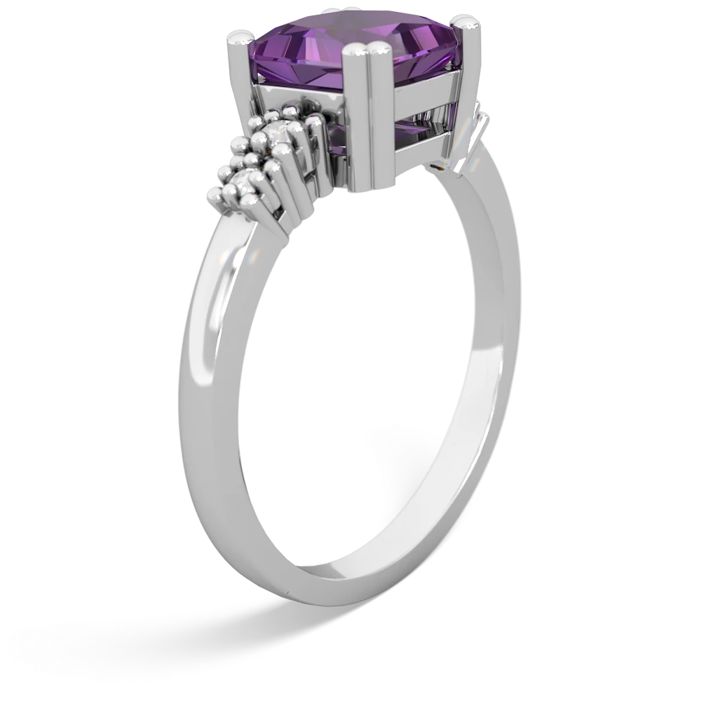 Amethyst Art Deco Princess 14K White Gold ring R2014