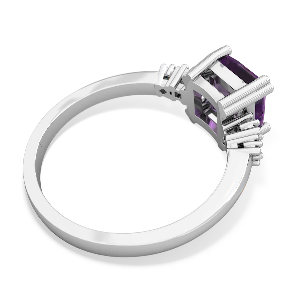 Amethyst Art Deco Princess 14K White Gold ring R2014