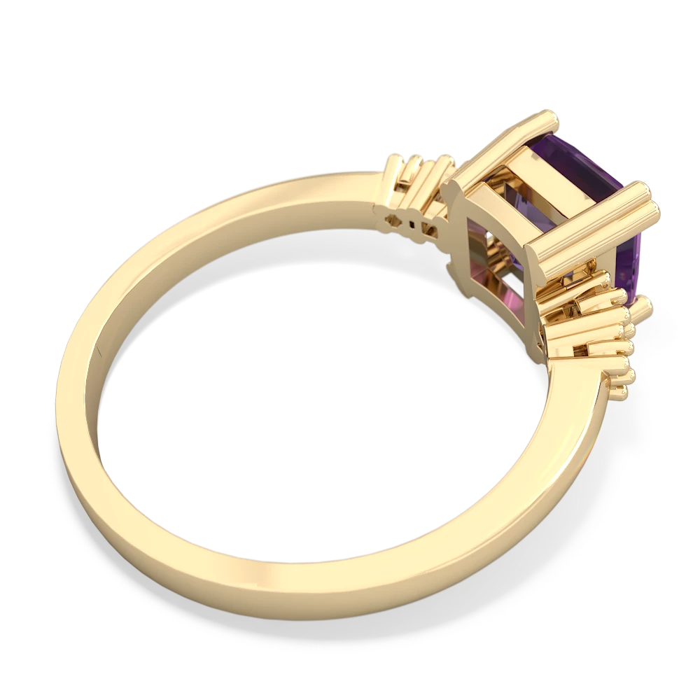 Amethyst Art Deco Princess 14K Yellow Gold ring R2014