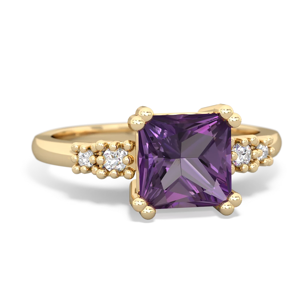 Amethyst Art Deco Princess 14K Yellow Gold ring R2014