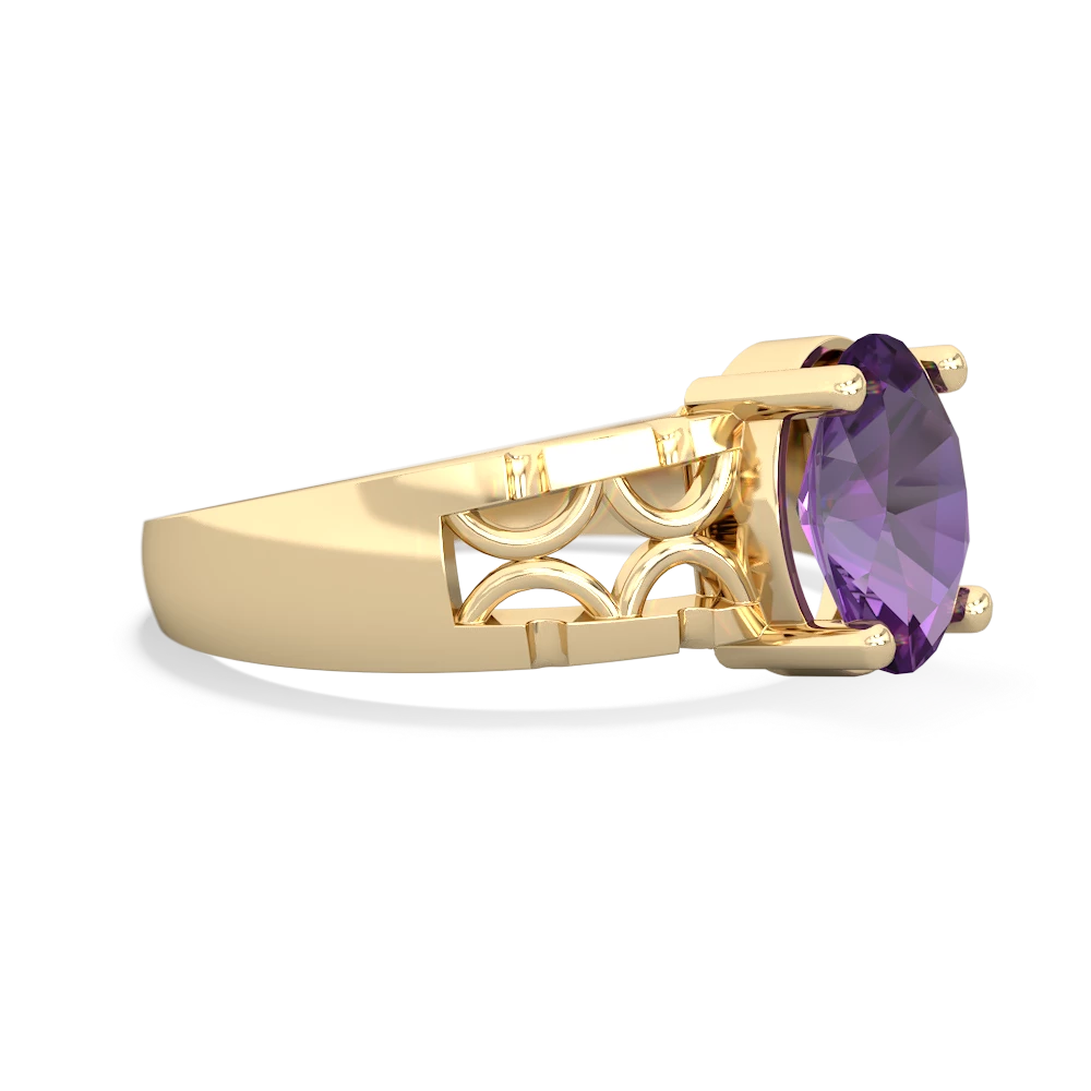 Amethyst Art Deco Filigree 14K Yellow Gold ring R2322