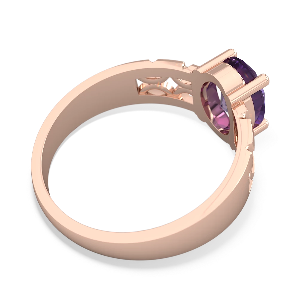 Amethyst Art Deco Filigree 14K Rose Gold ring R2322