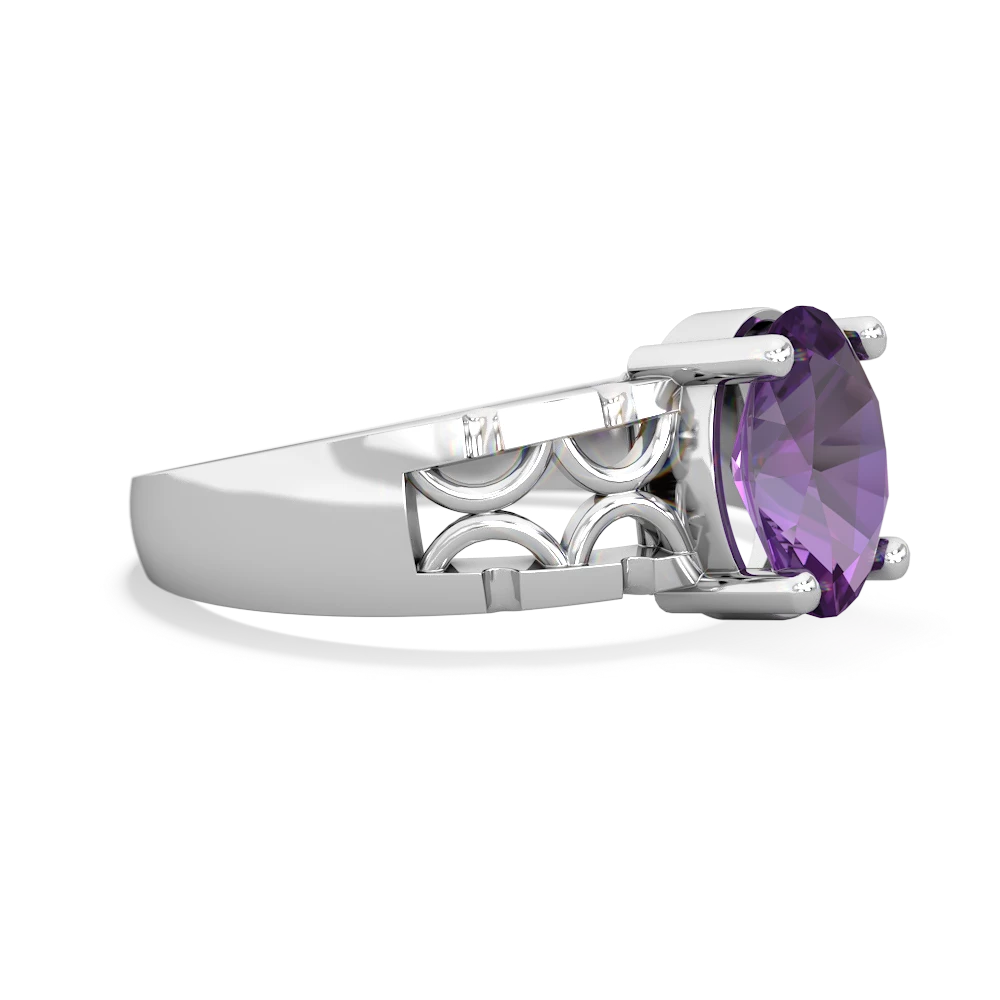 Amethyst Art Deco Filigree 14K White Gold ring R2322