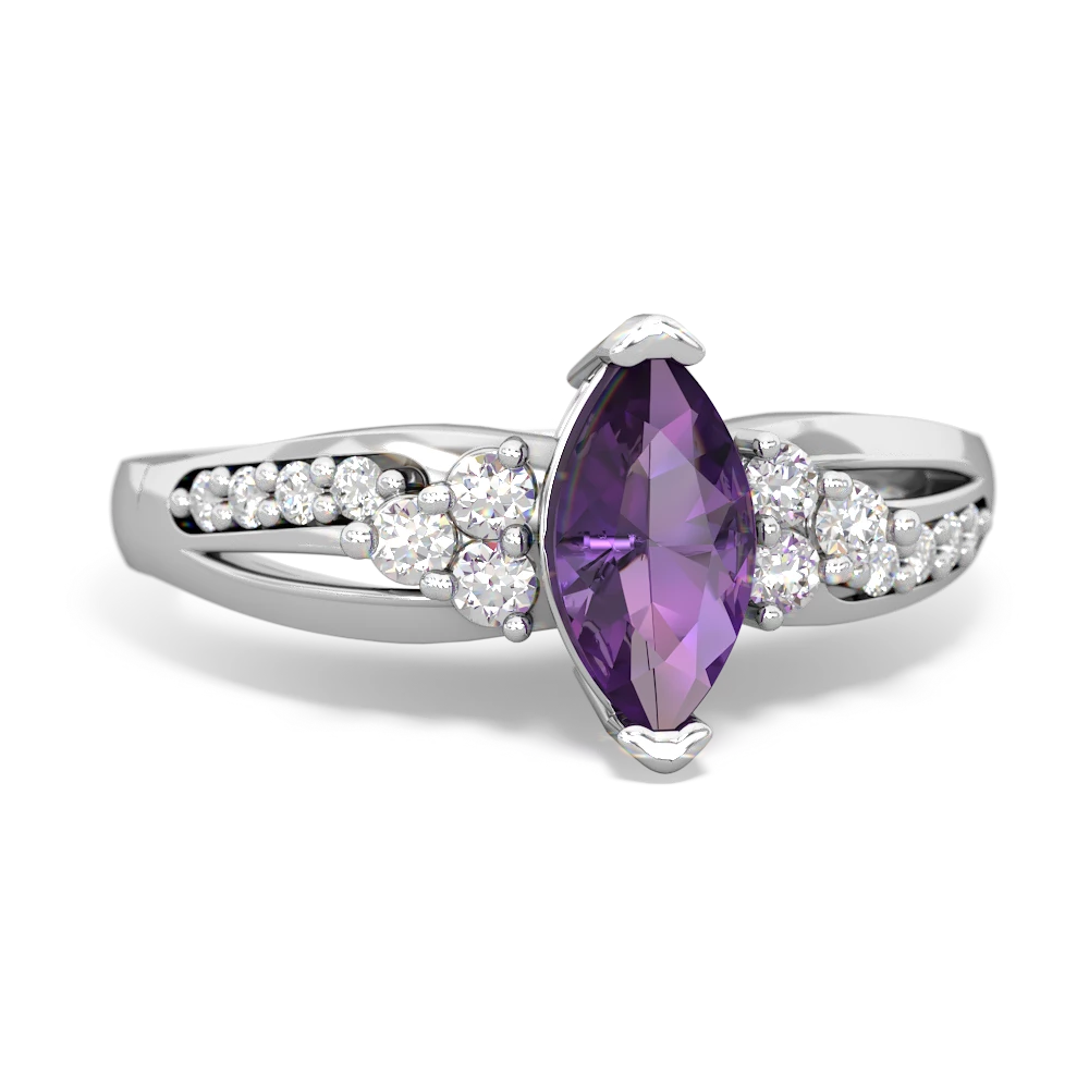 Amethyst Royal Marquise 14K White Gold ring R2343