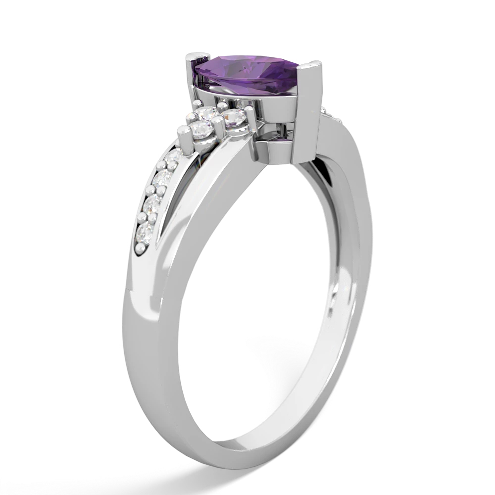 Amethyst Royal Marquise 14K White Gold ring R2343