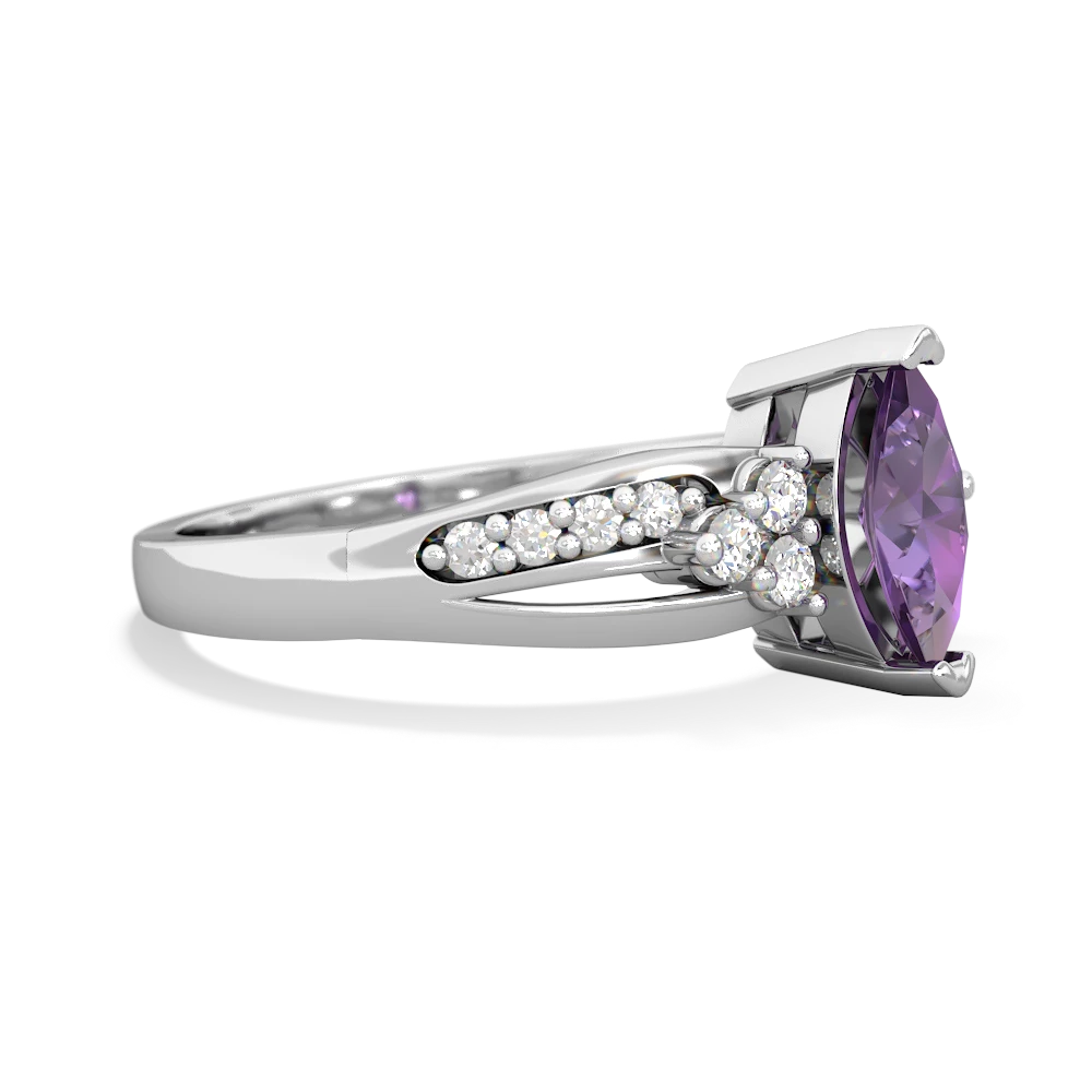 Amethyst Royal Marquise 14K White Gold ring R2343