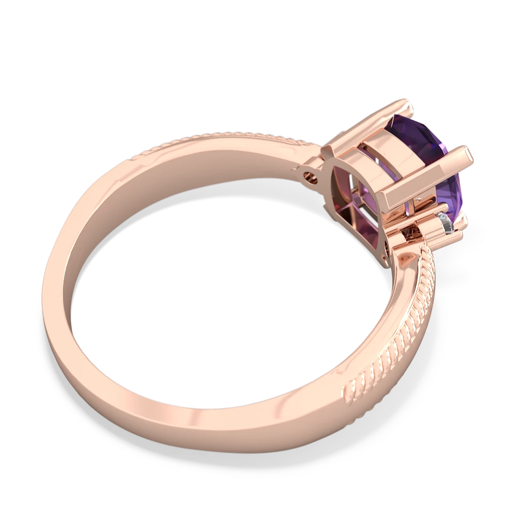 Amethyst Cushion Rope 14K Rose Gold ring R2484