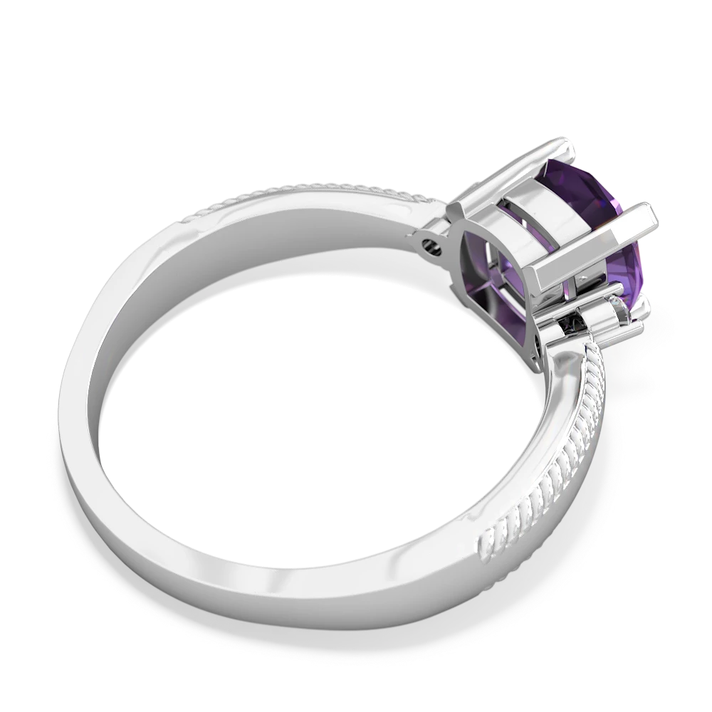 Amethyst Cushion Rope 14K White Gold ring R2484