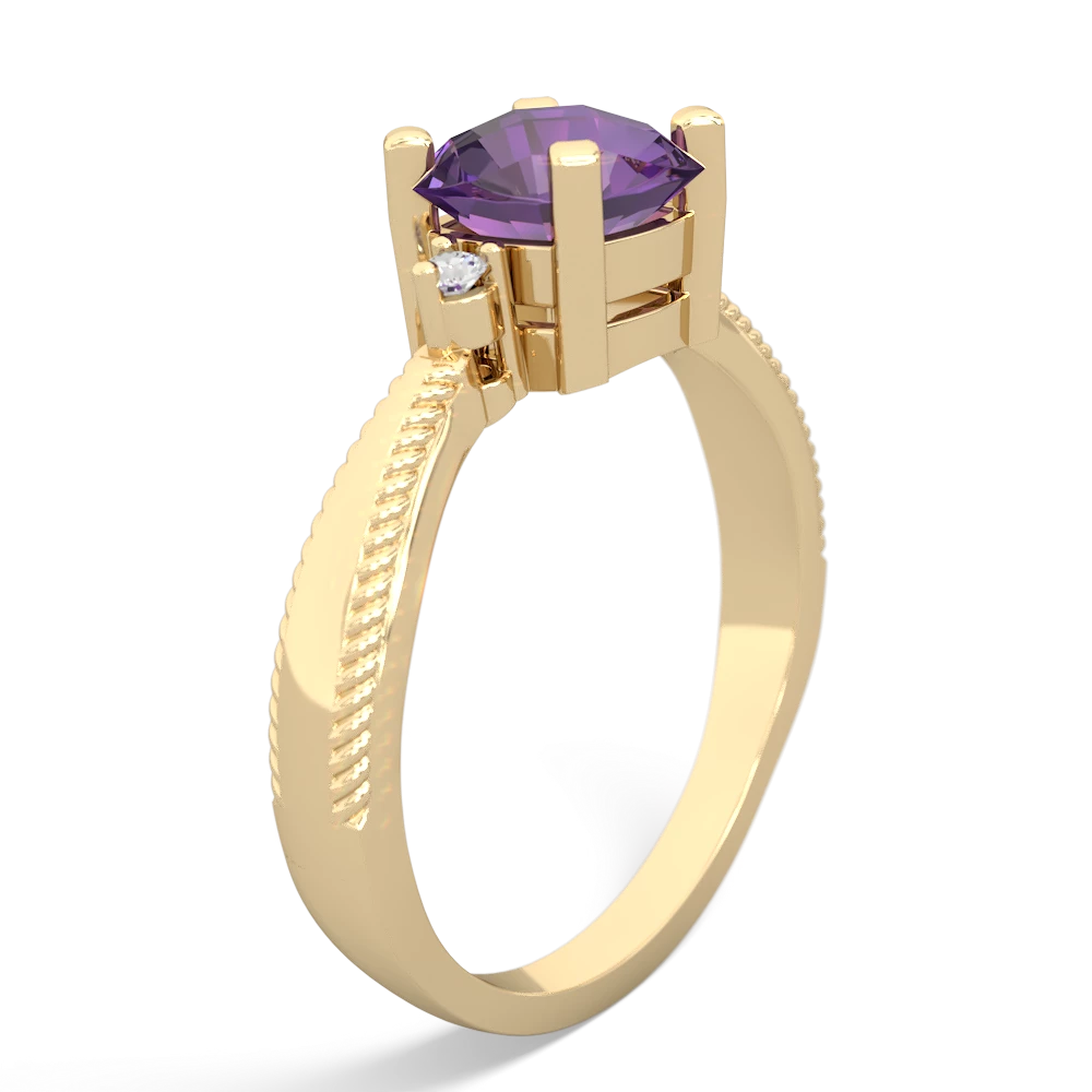 Amethyst Cushion Rope 14K Yellow Gold ring R2484