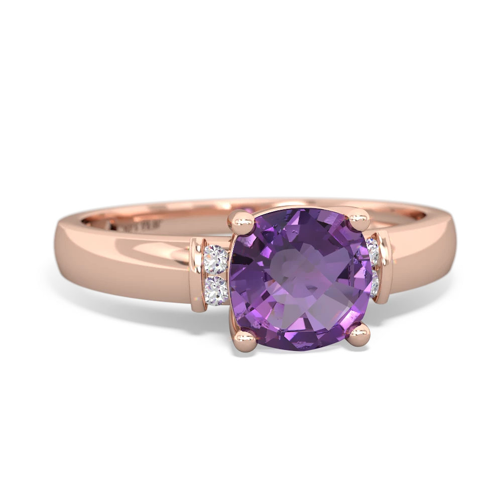 Amethyst Simply Elegant Cushion 14K Rose Gold ring R2489