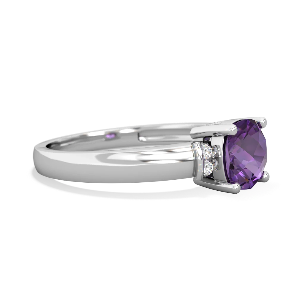 Amethyst Simply Elegant Cushion 14K White Gold ring R2489