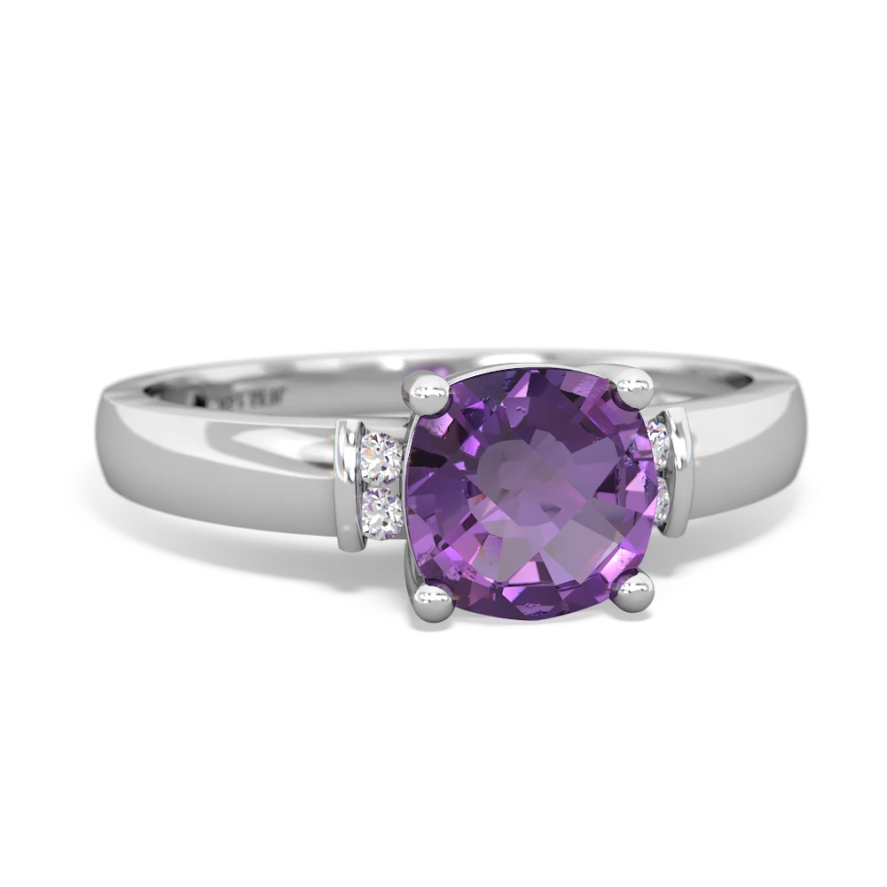 Amethyst Simply Elegant Cushion 14K White Gold ring R2489