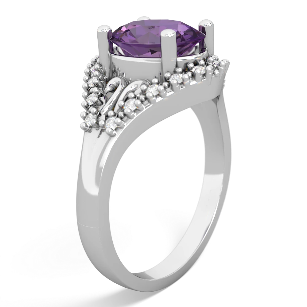 Amethyst Antique Style Cocktail 14K White Gold ring R2564