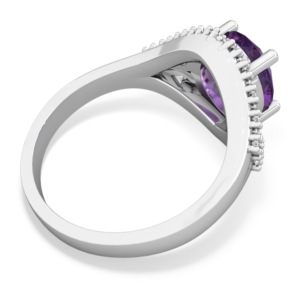 Amethyst Antique Style Cocktail 14K White Gold ring R2564