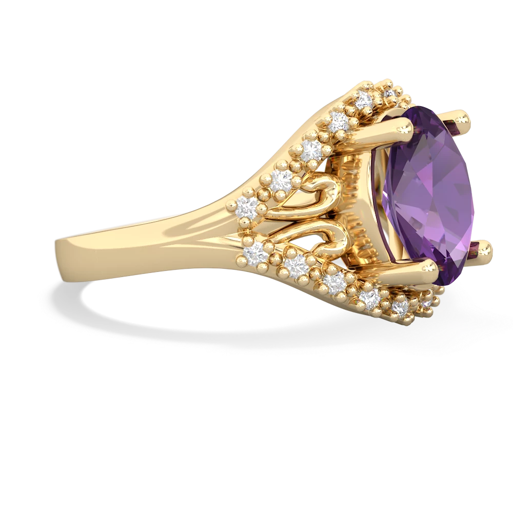 Amethyst Antique Style Cocktail 14K Yellow Gold ring R2564