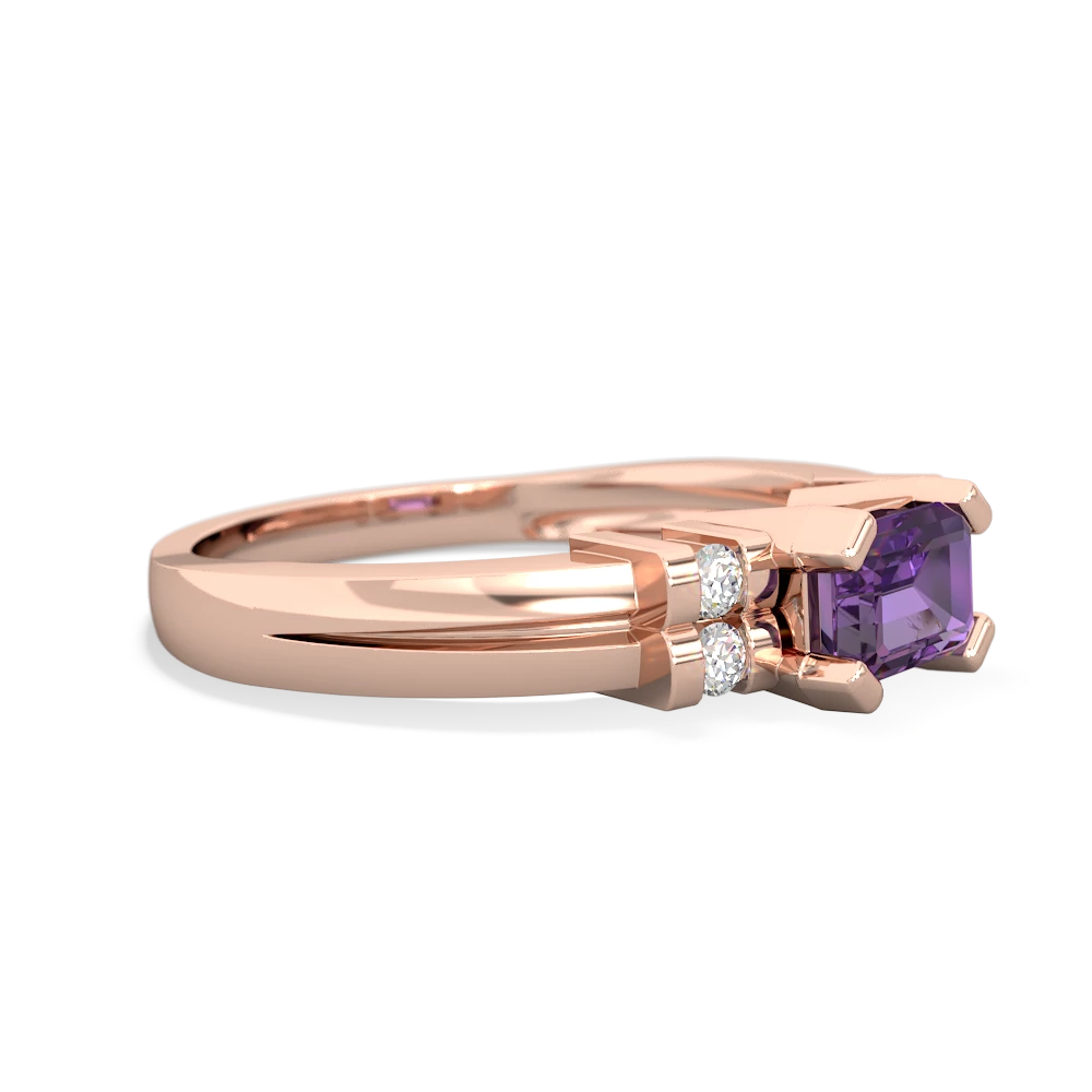 Amethyst Art Deco East-West 14K Rose Gold ring R2590