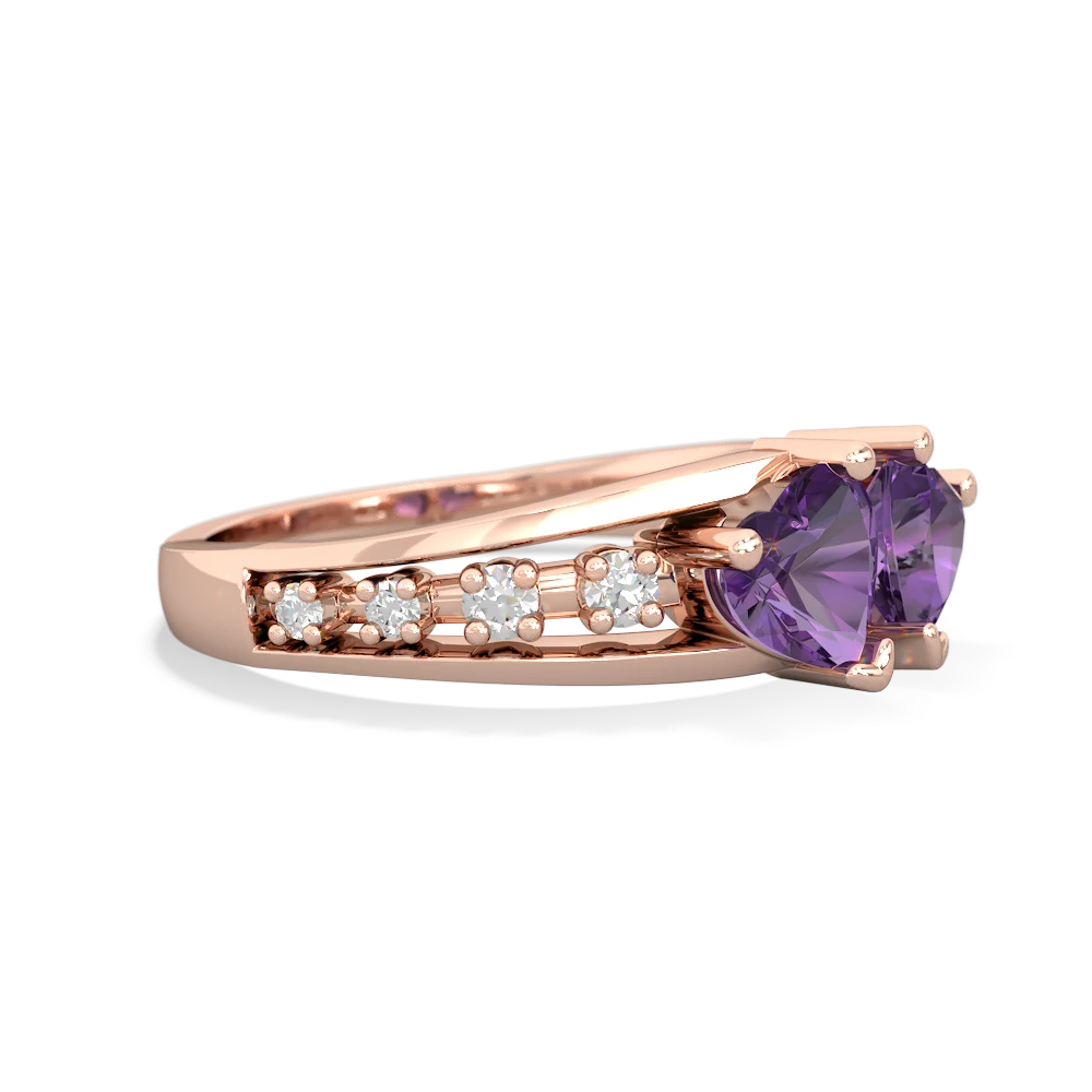 Amethyst Heart To Heart 14K Rose Gold ring R3342