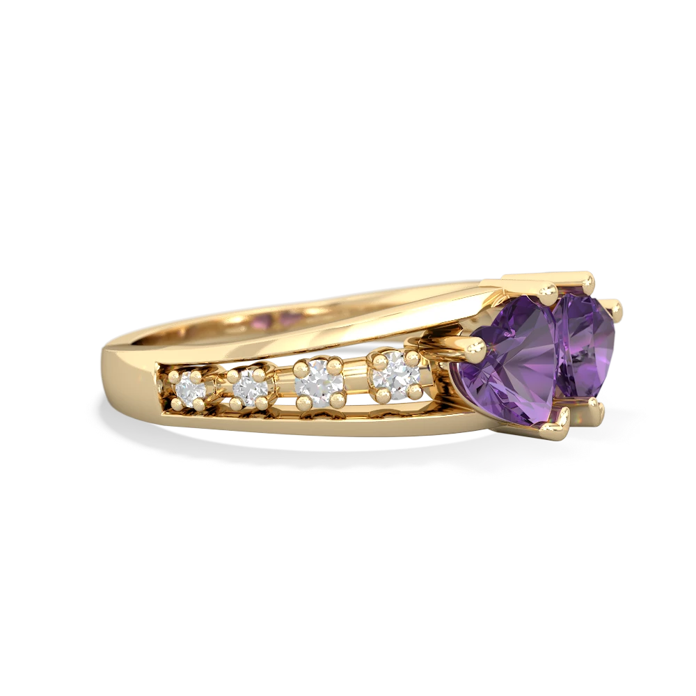 Amethyst Heart To Heart 14K Yellow Gold ring R3342